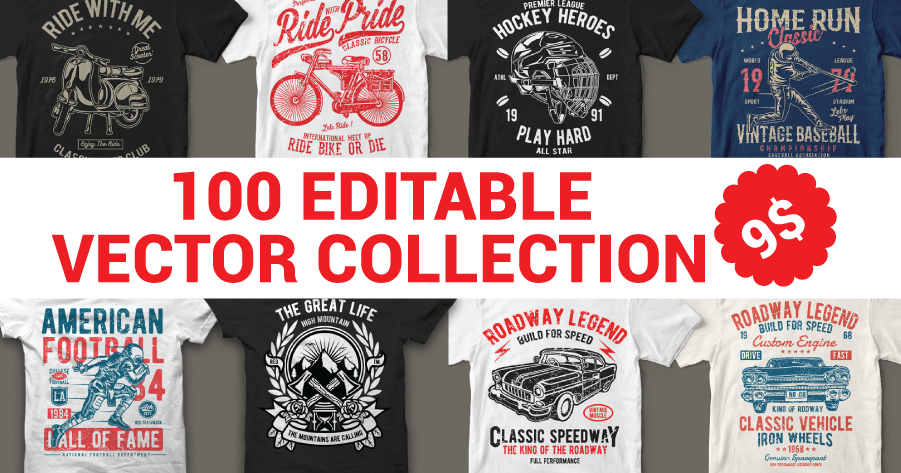 100 Editable Vector Collection for T-Shirt Design - Graphics Design Kushtia