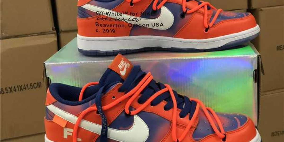 Brand New Off-White™ x Futura Laboratories Nike Dunk Low Orange/Dark Blue